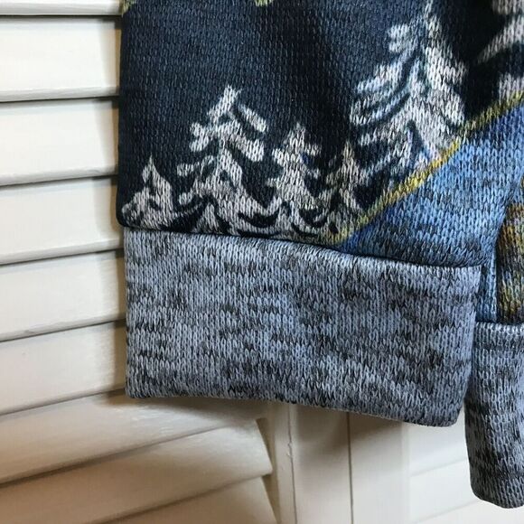 MissLook Womens Size M Hooded Pullover Jacket‎ Woodland Mountain Print Outdoors - Picture 5 of 10